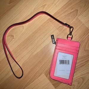 NWT KATE SPADE CORAL PINK/ORANGE NAMETAG/ID